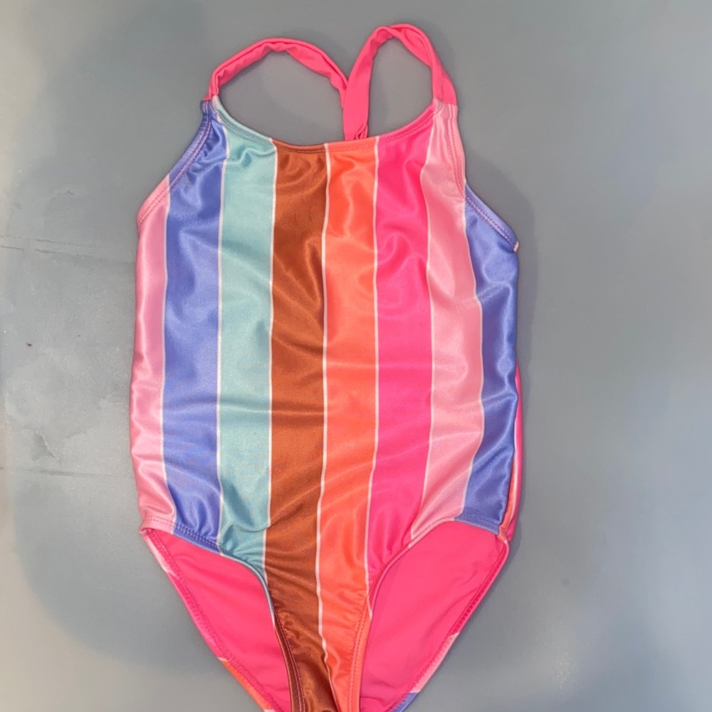 Jumping Beans Multicolor Striped Kids Swim One Piece